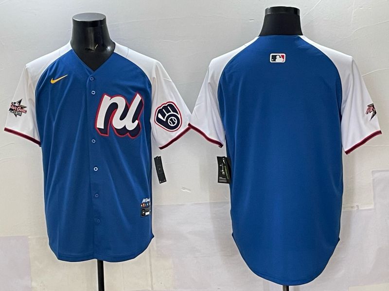 Men Milwaukee Brewers Blank Blue white All star 2025 Nike MLB Jersey style 02->milwaukee brewers->MLB Jersey